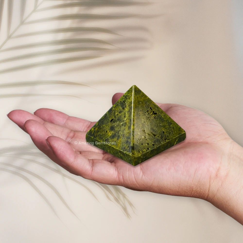 Green Tourmaline in Matrix Pyramid (1.5 Inch)