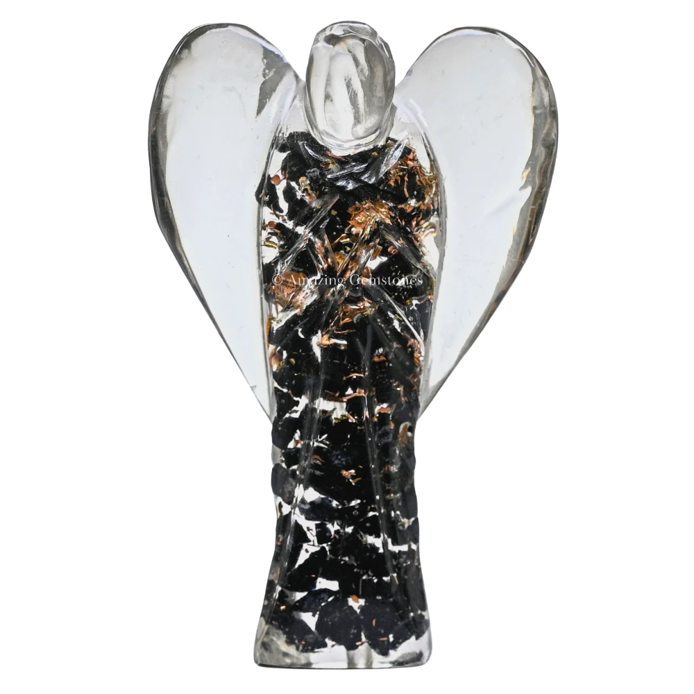 Black Tourmaline Orgone Angel Figurine (2 Inch)