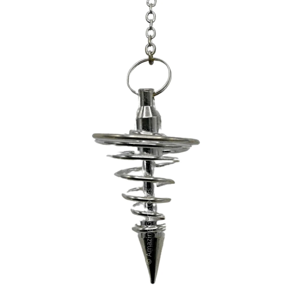 Copper Metal Pendulum - Silver Vortex Spiral Twisted (MP18)