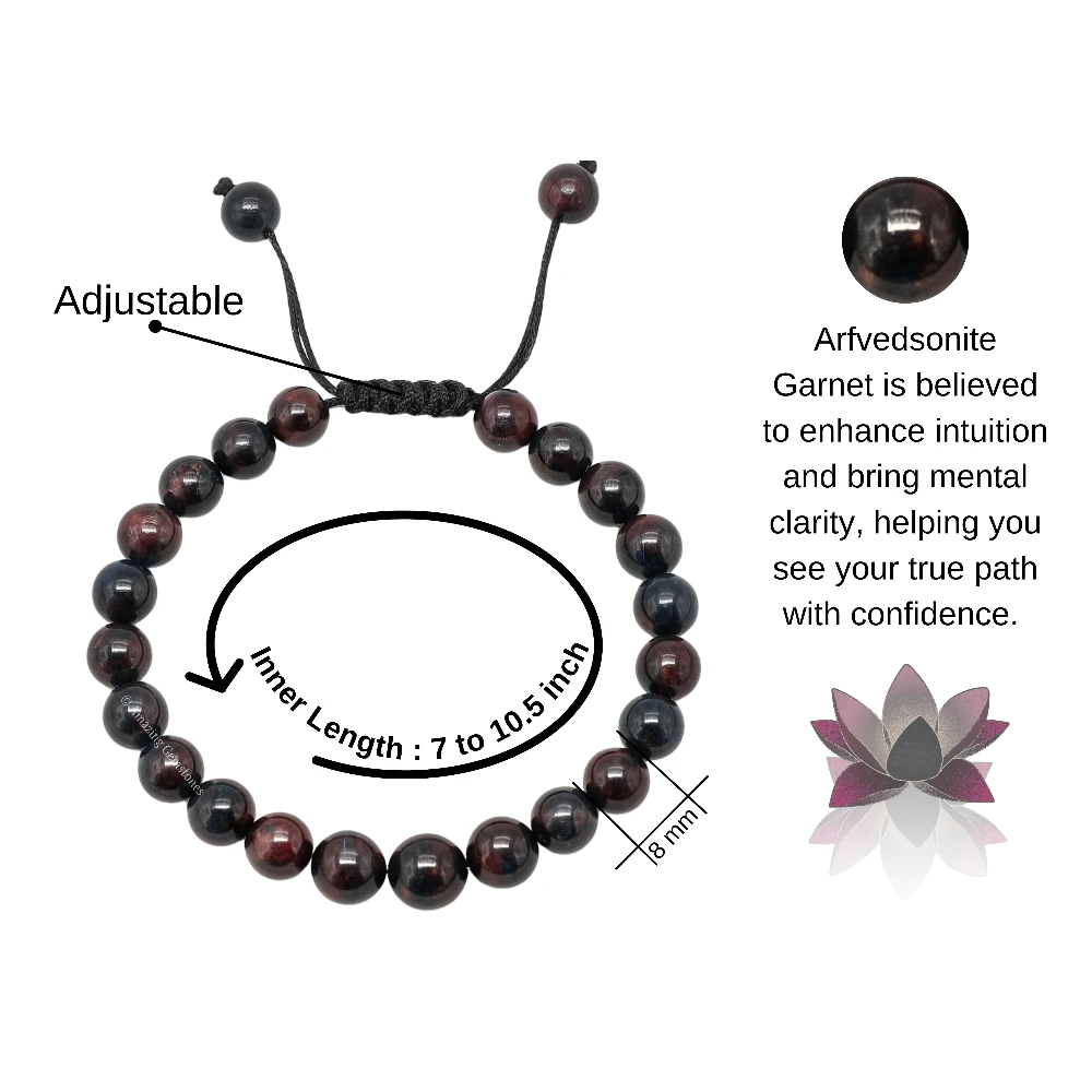 Black Garnet (Arfvedsonite) Bracelet (Adjustable)