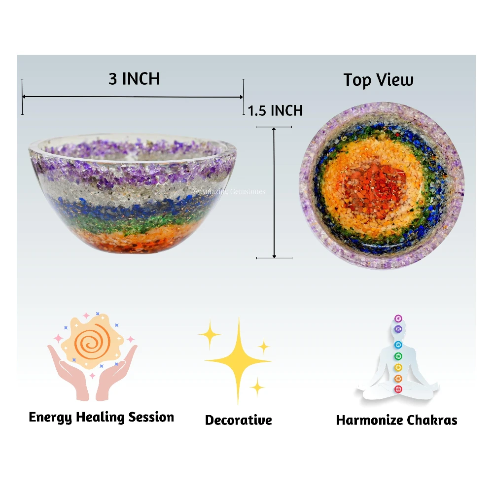 Chakra Layer Crystal Orgone Bowl (3 Inch)