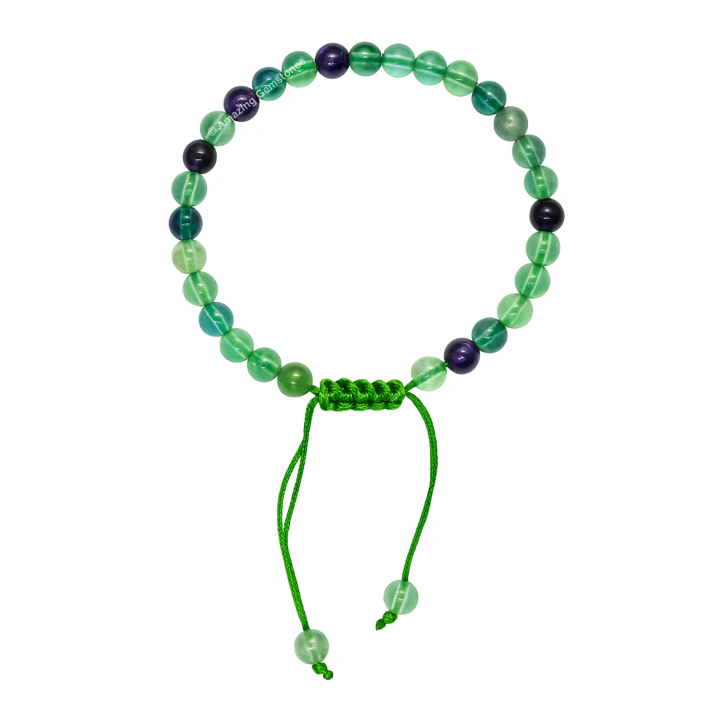 Multi Fluorite Healing Crystal Bracelets - 6mm Beads (Adjustable)
