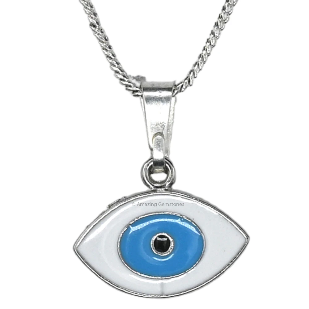 White Evil Eye Pendant (Silver)