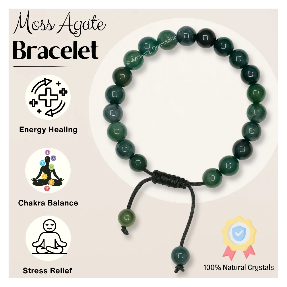 Moss Agate Bracelet (Adjustable)