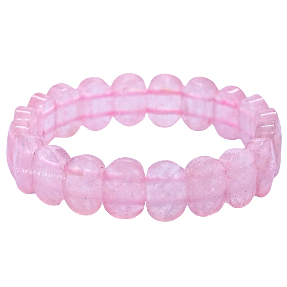 Rose Quartz Faceted Bracelet - Oval Stone
