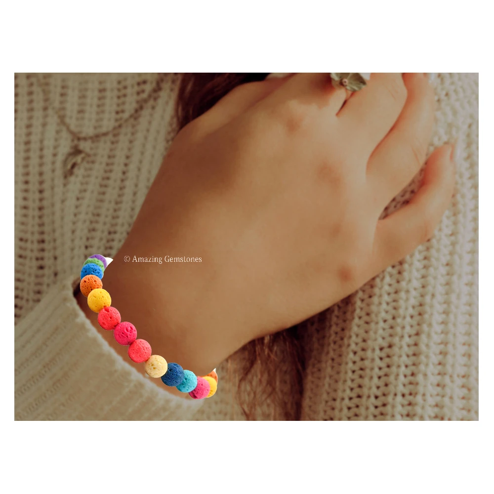Multi Lava Stone Bracelet (Adjustable)