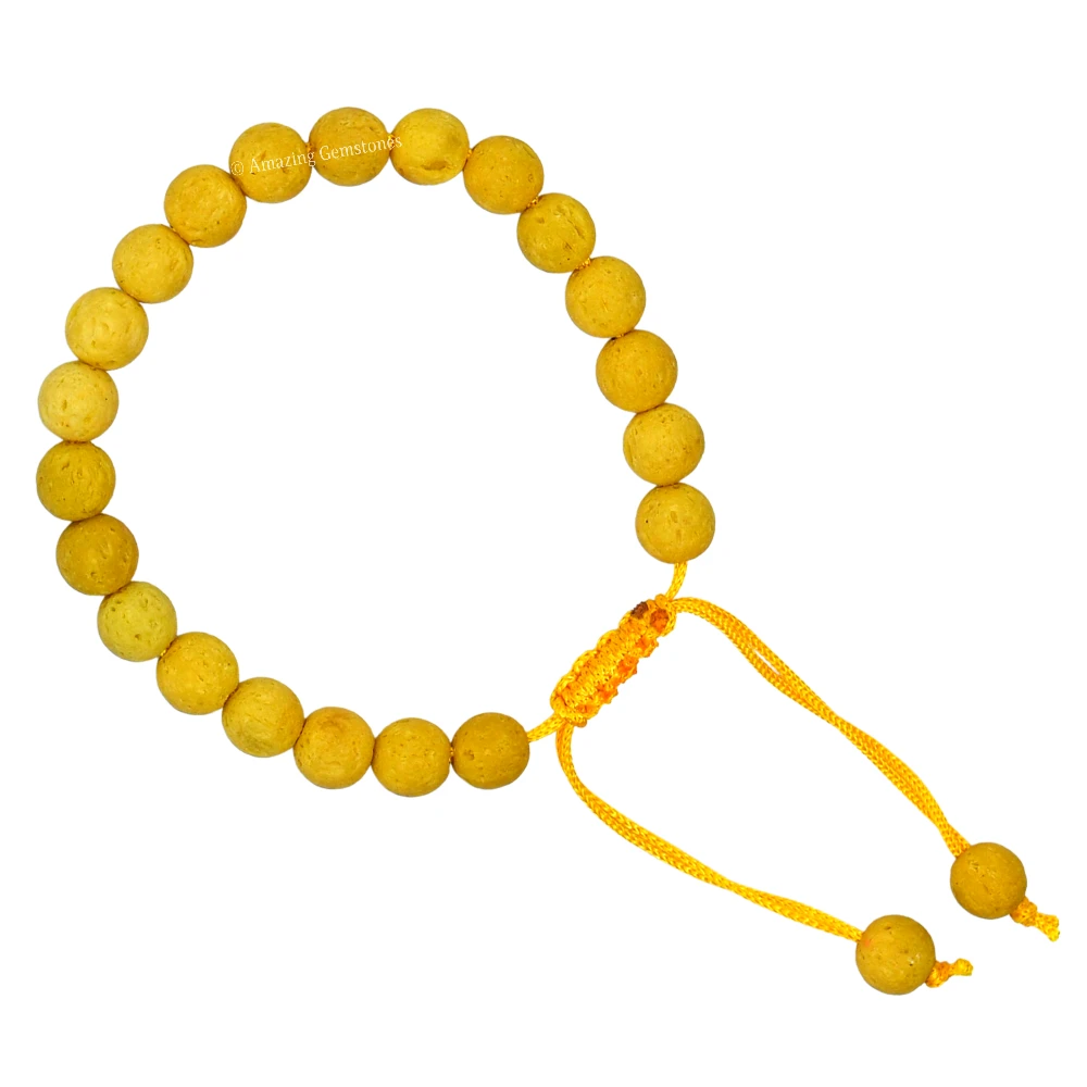 Yellow Lava Stone Bracelet (Adjustable)