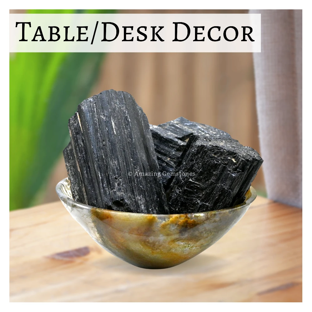 Black Tourmaline Rough Raw Crystal (Half LB Medium)