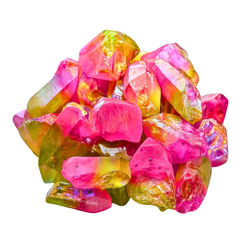 Rose-Apple Aura Quartz Raw Crystals (5 Pieces)