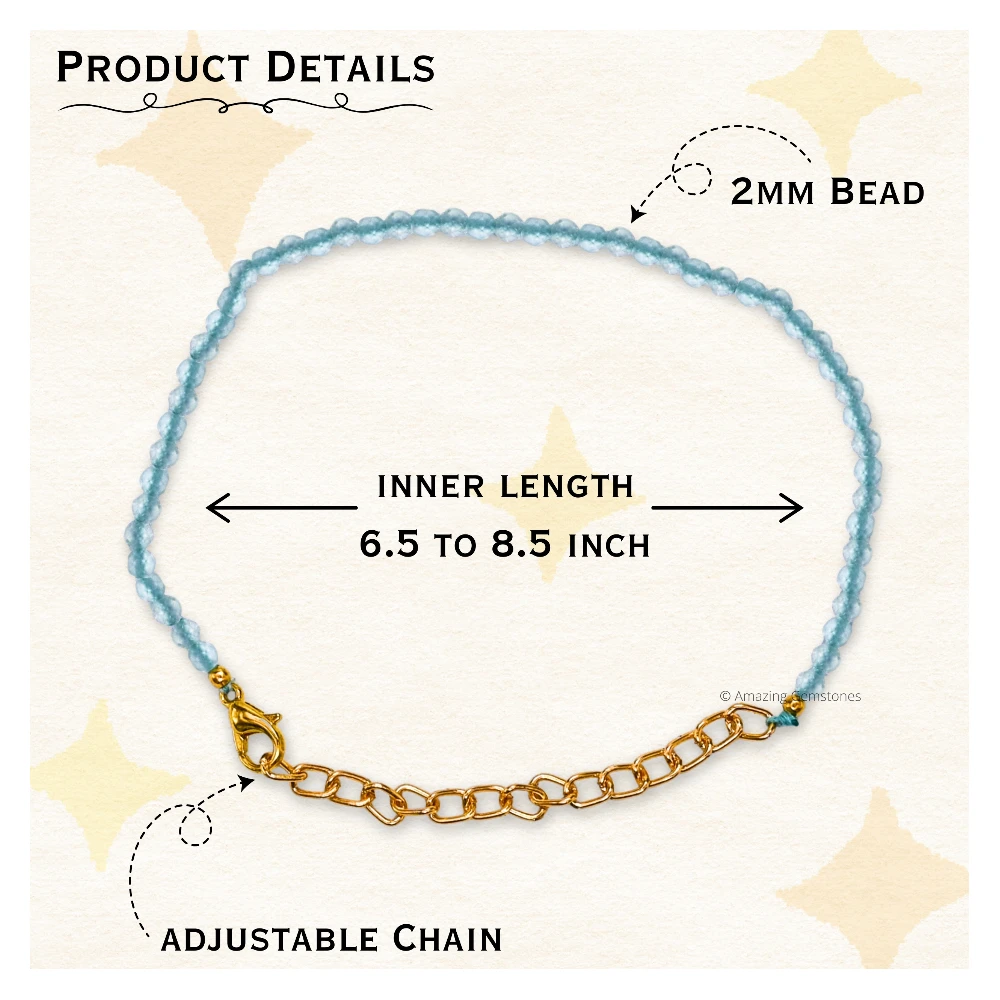 Green Chalcedony Crystal Bracelet - 2mm Faceted Bead (Gold)