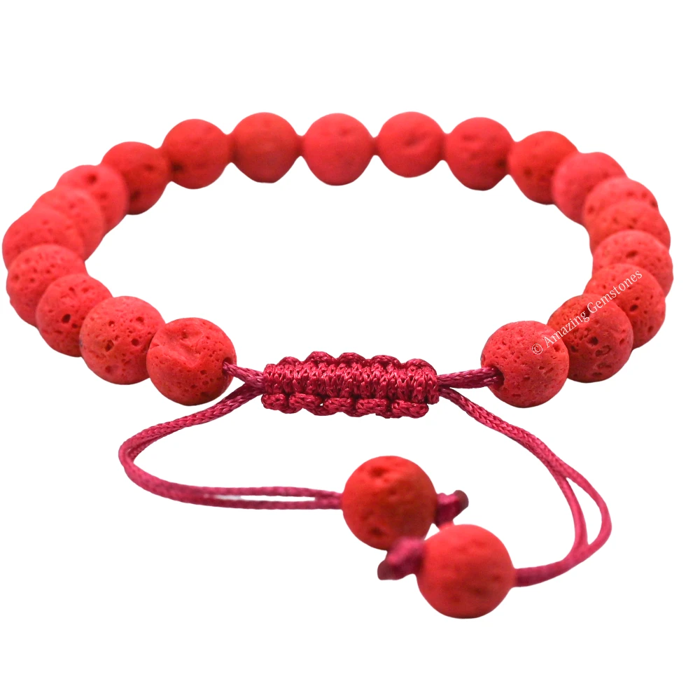 Red Lava Stone Bracelet (Adjustable)