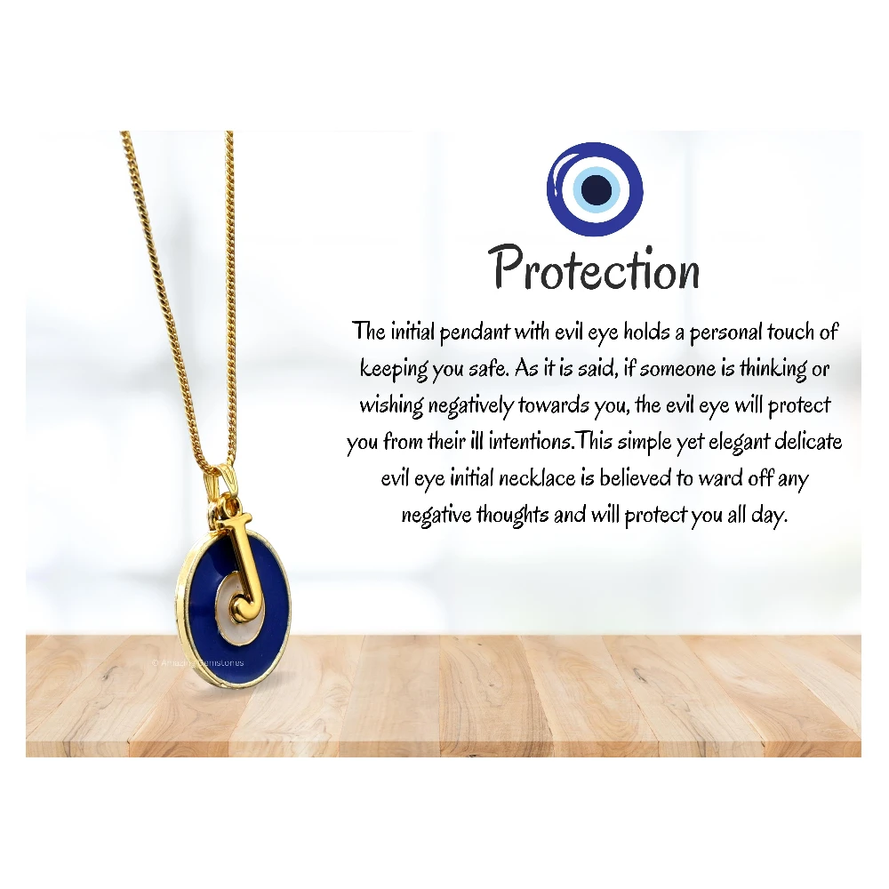 Evil Eye Pendant Necklace with J Initial