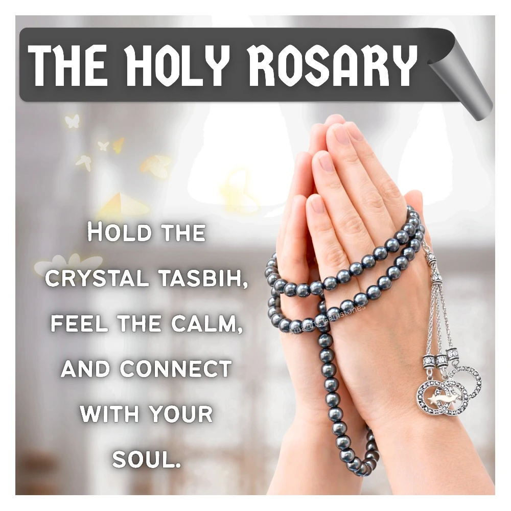 Hematite Crystal Tasbeeh Sibha Prayer Beads (Silver)