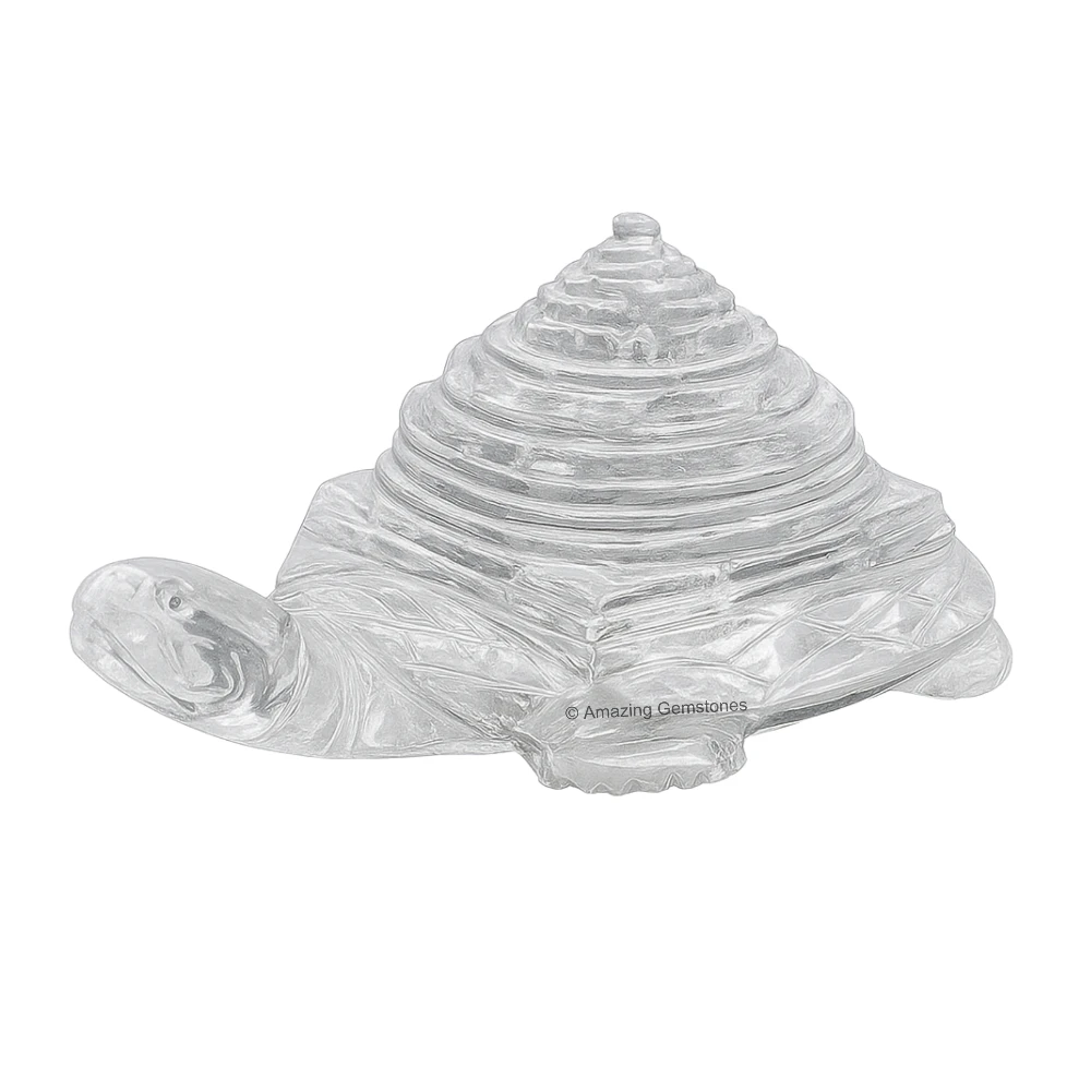 Clear Quartz Shree Yantra with Tortoise (30-50 Gram)
