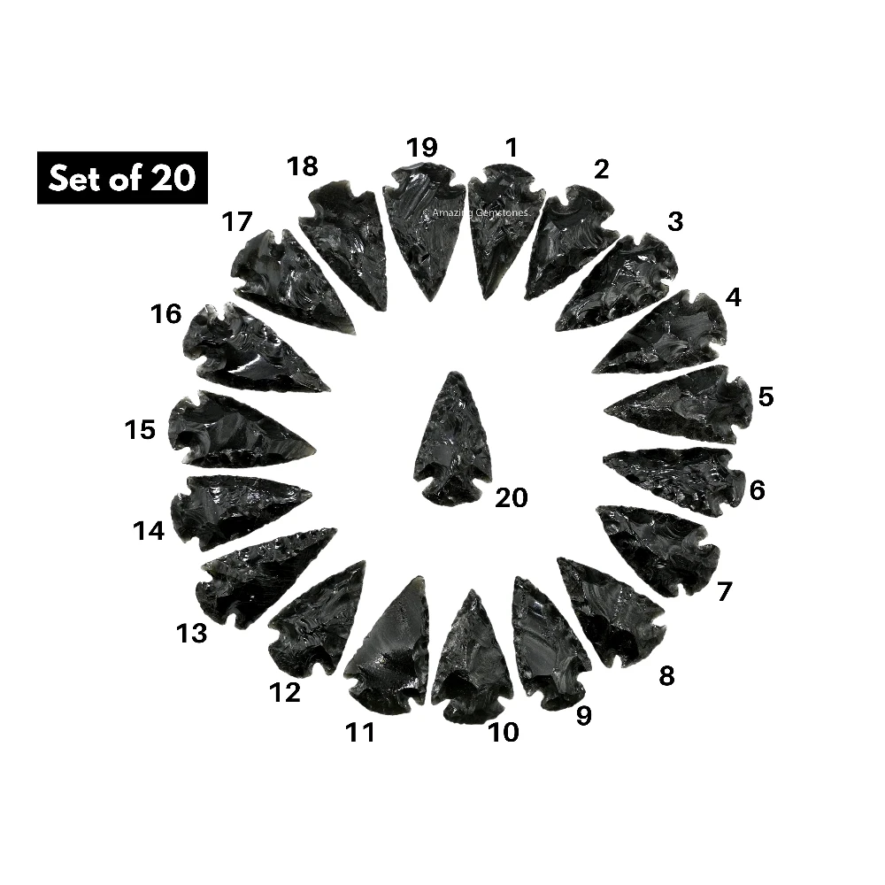 Black Obsidian Crystal Arrowhead - 1" to 1.5" (20 Pieces)