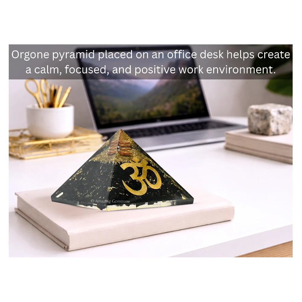 Black Tourmaline Orgone Pyramid - Big OM