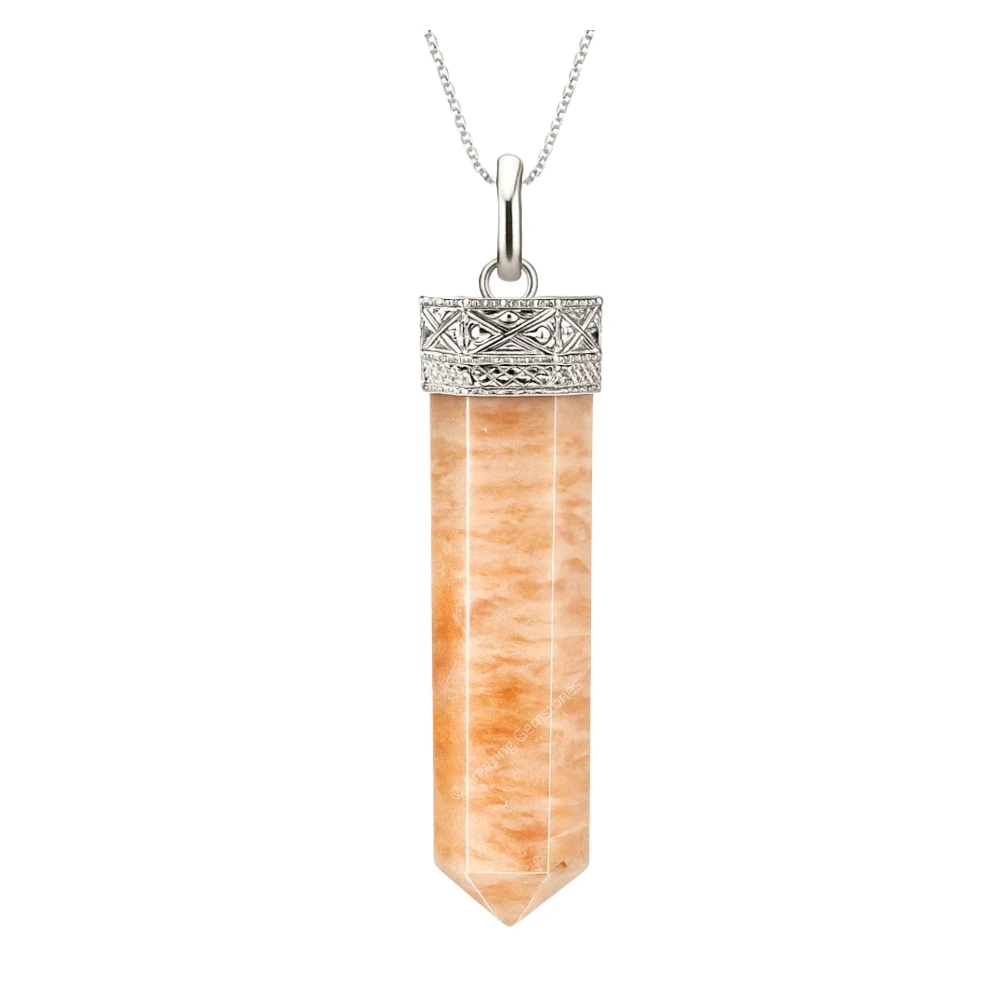 Cream Moonstone Necklace - Pencil Point (Silver)