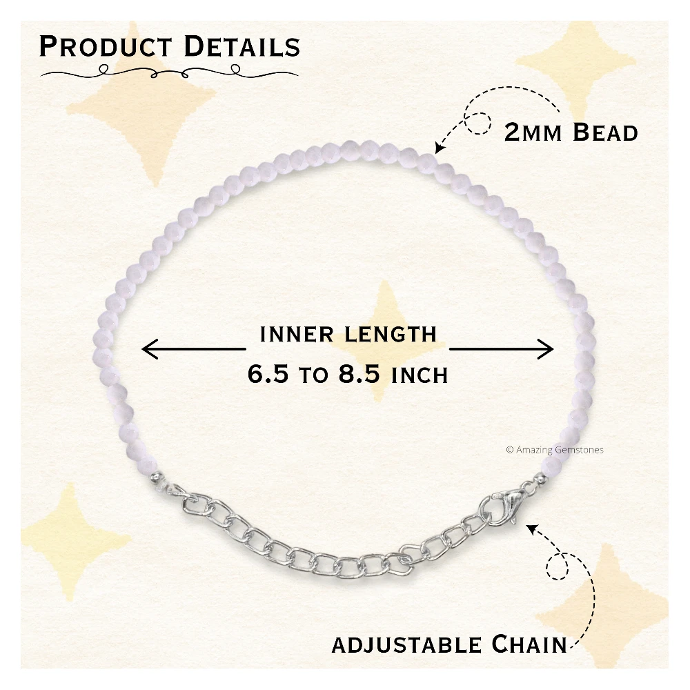 Rainbow Moonstone Crystal Bracelet - 2mm Faceted Bead (Silver)