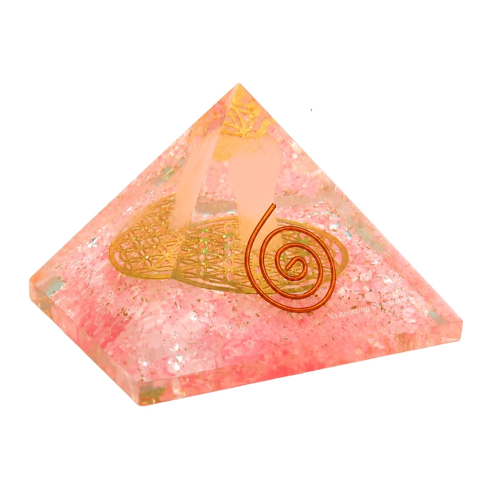 Rose Quartz Orgone Pyramid - Angel Glow in Dark