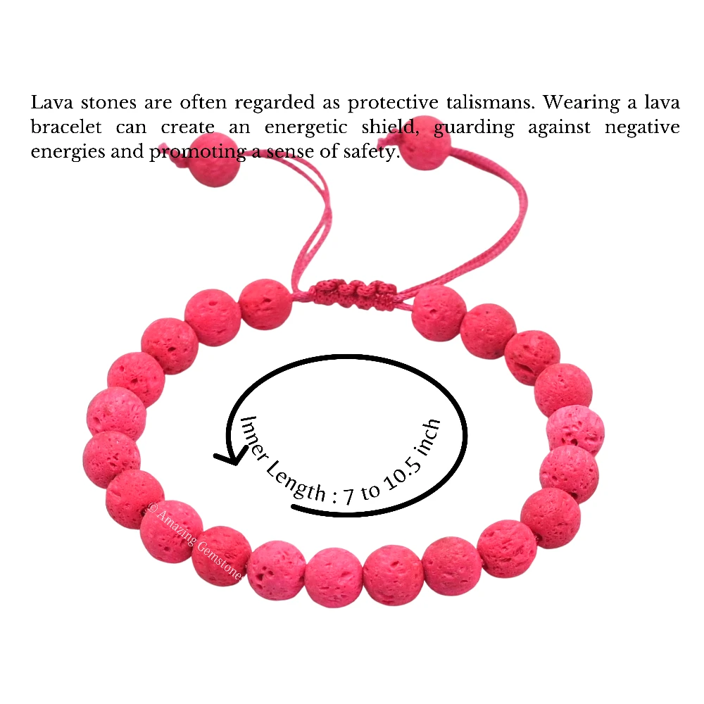 Pink Lava Stone Bracelet (Adjustable)