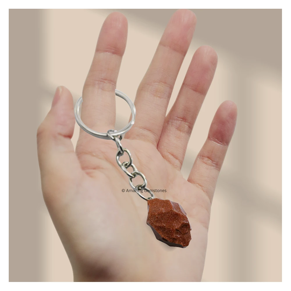 Red Goldstone Keychain Keys Holder (Raw)