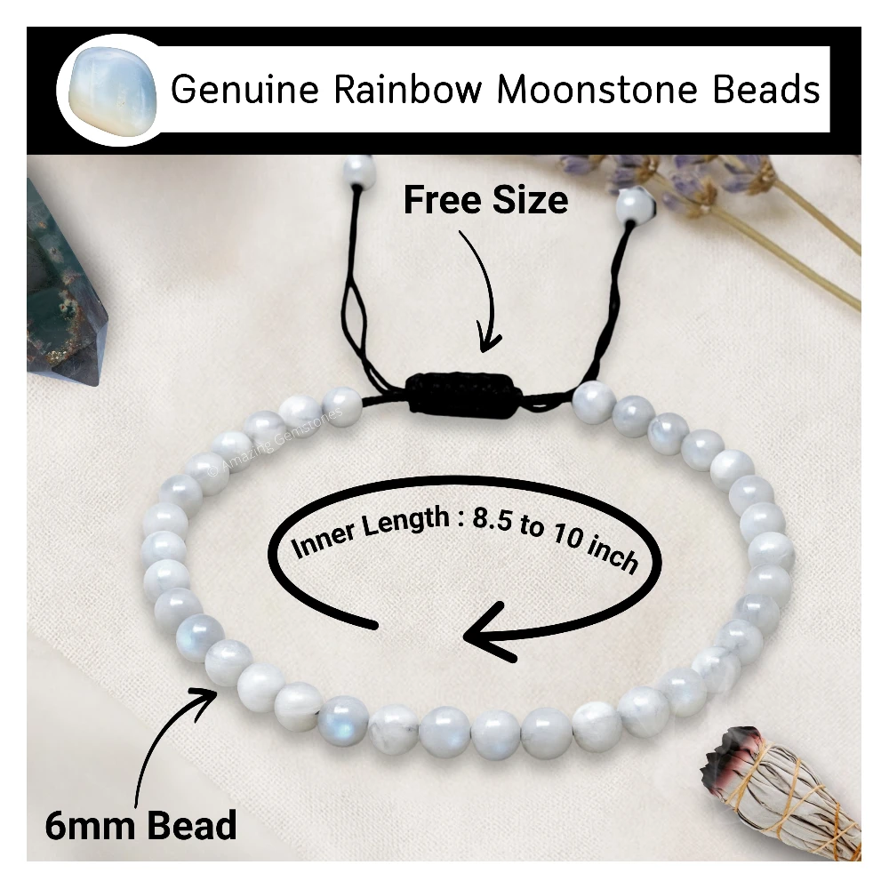 Rainbow Moonstone Anklet (Without Knot)