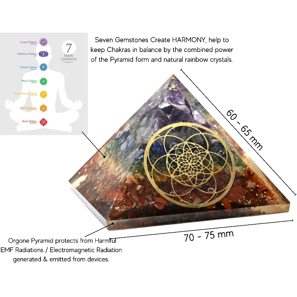 Natural Chakra Orgone Pyramid - Seed of Life