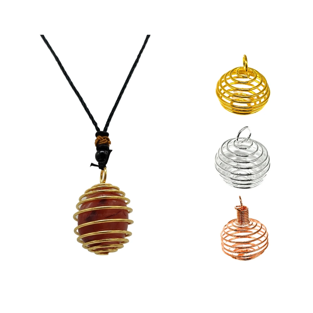 Carnelian Necklace - Spiral Cage with Tumble