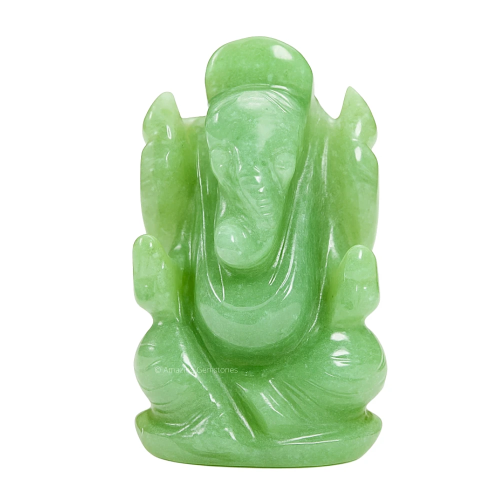 Green Aventurine Ganesha Crystal Idol