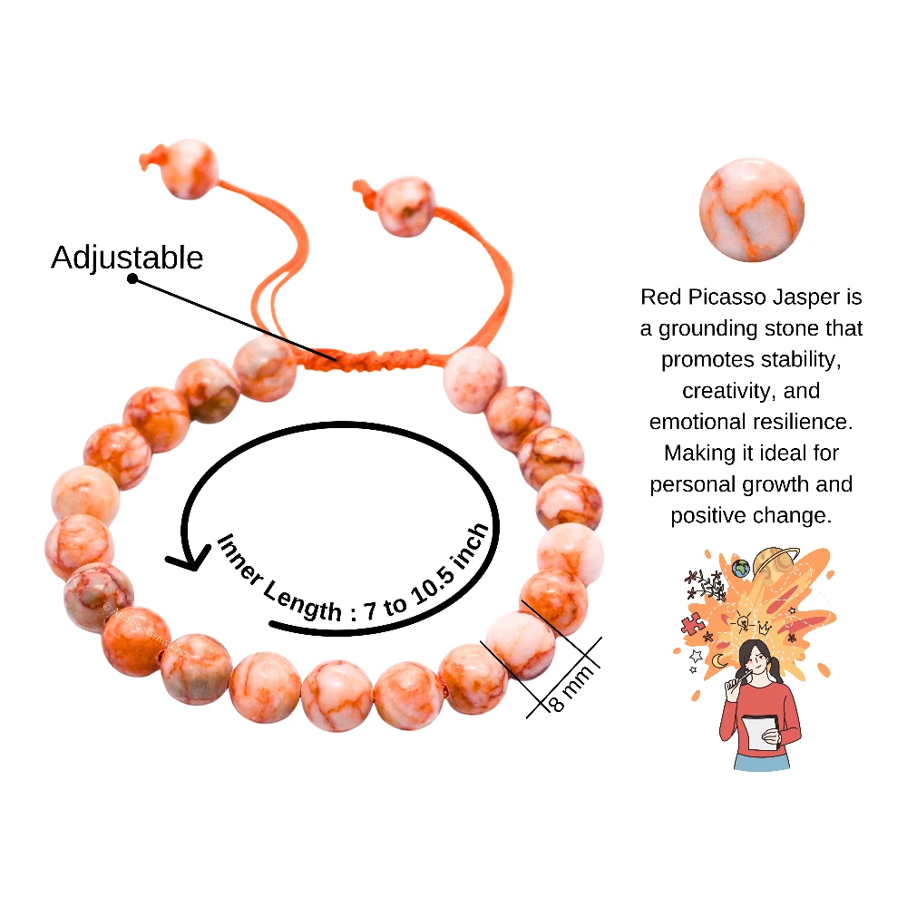 Red Picasso Jasper Bracelet (Adjustable)