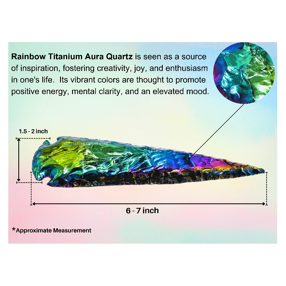 Titanium Aura Quartz Crystal Arrowhead - 6" to 7"