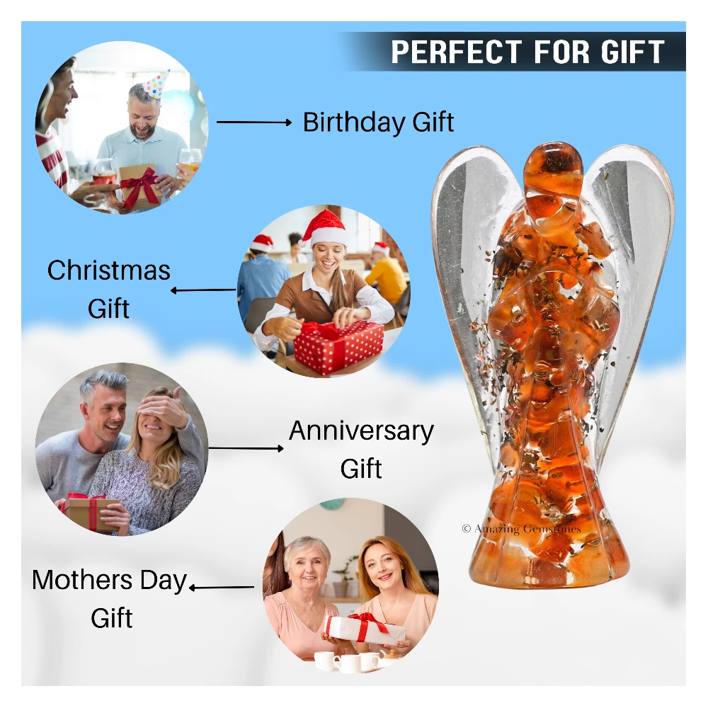 Carnelian Orgone Angel Figurine (2 Inch)