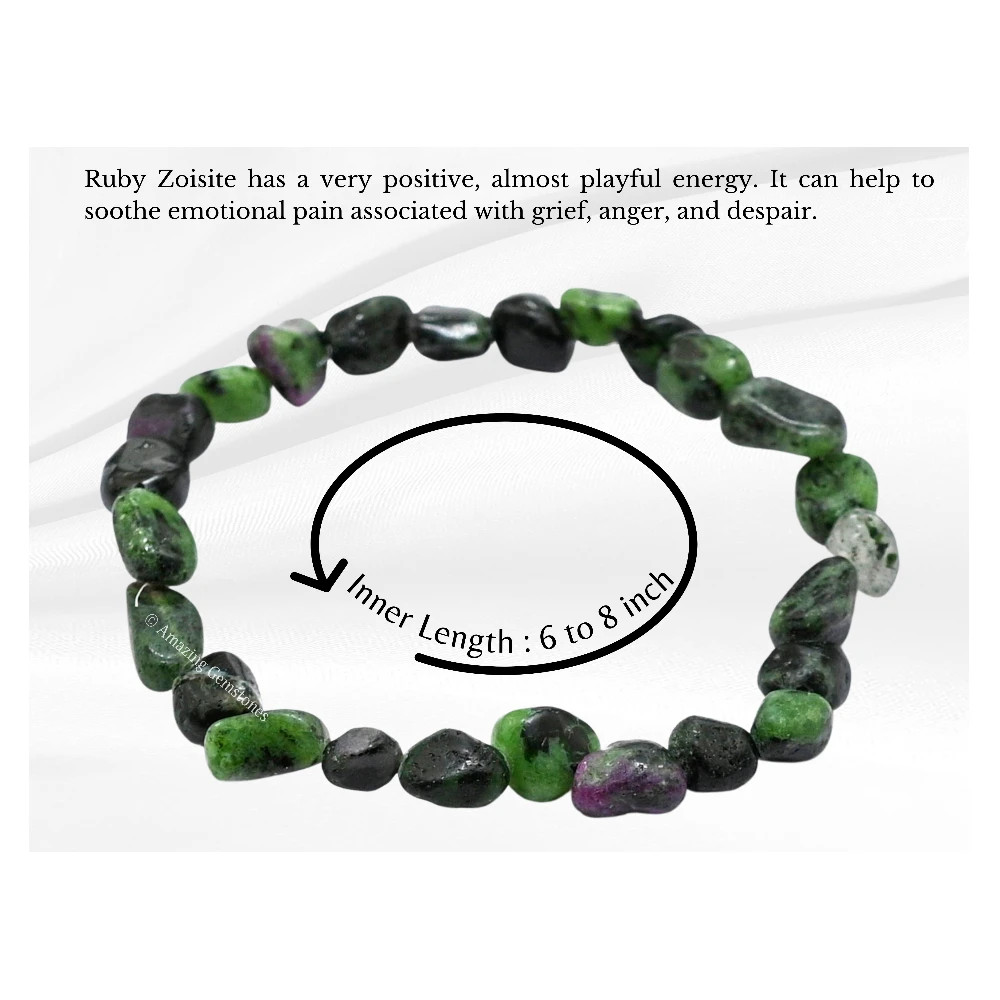 Ruby Zoisite Tumbled Stone Bracelet (Stretchable)