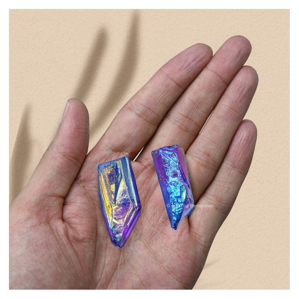 Amethyst Tanzine Aura Quartz Raw Crystal Points (5 Pieces)
