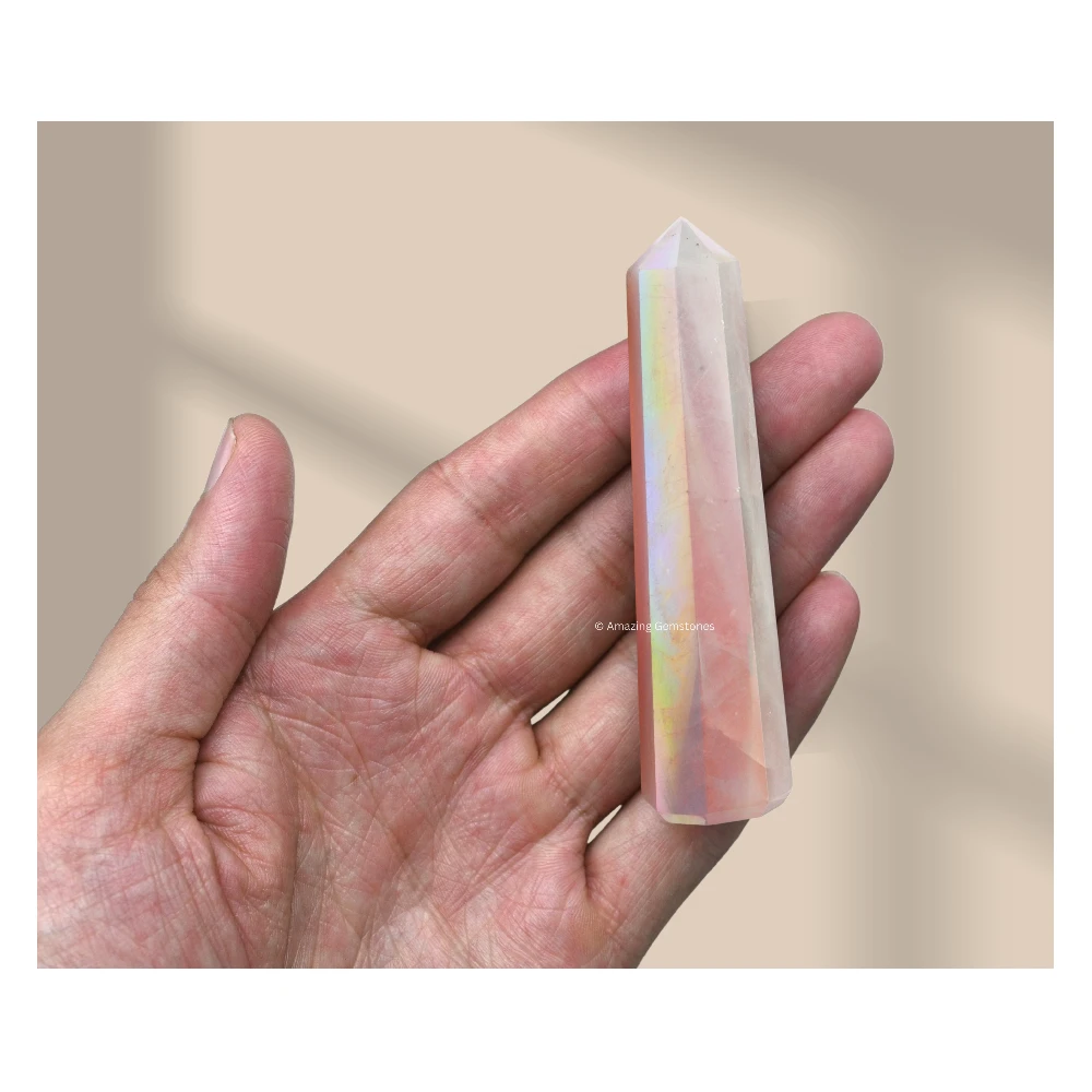 Angel Aura Rose Quartz Tower (3" to 4" inch)