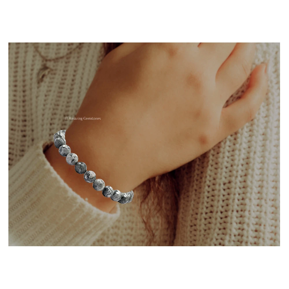 Map Stone Bracelet (Faceted) (Adjustable)