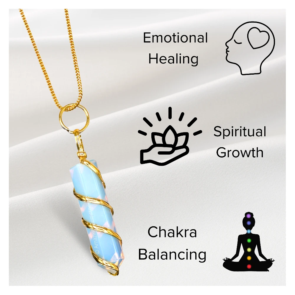Opalite Necklace - Spiral Pencil Point (Gold)
