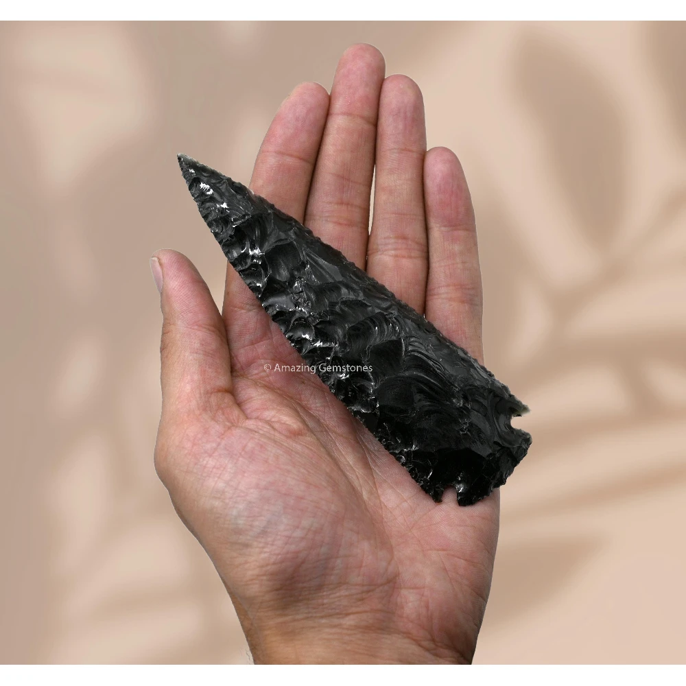 Black Obsidian Crystal Arrowhead - 4" to 5"