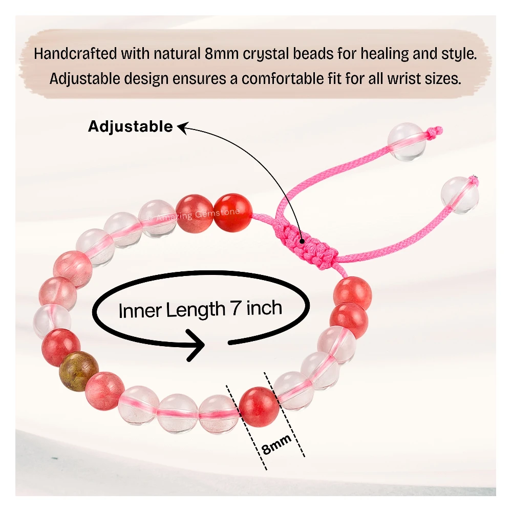 Multi Cherry Quartz Bracelet (Adjustable)