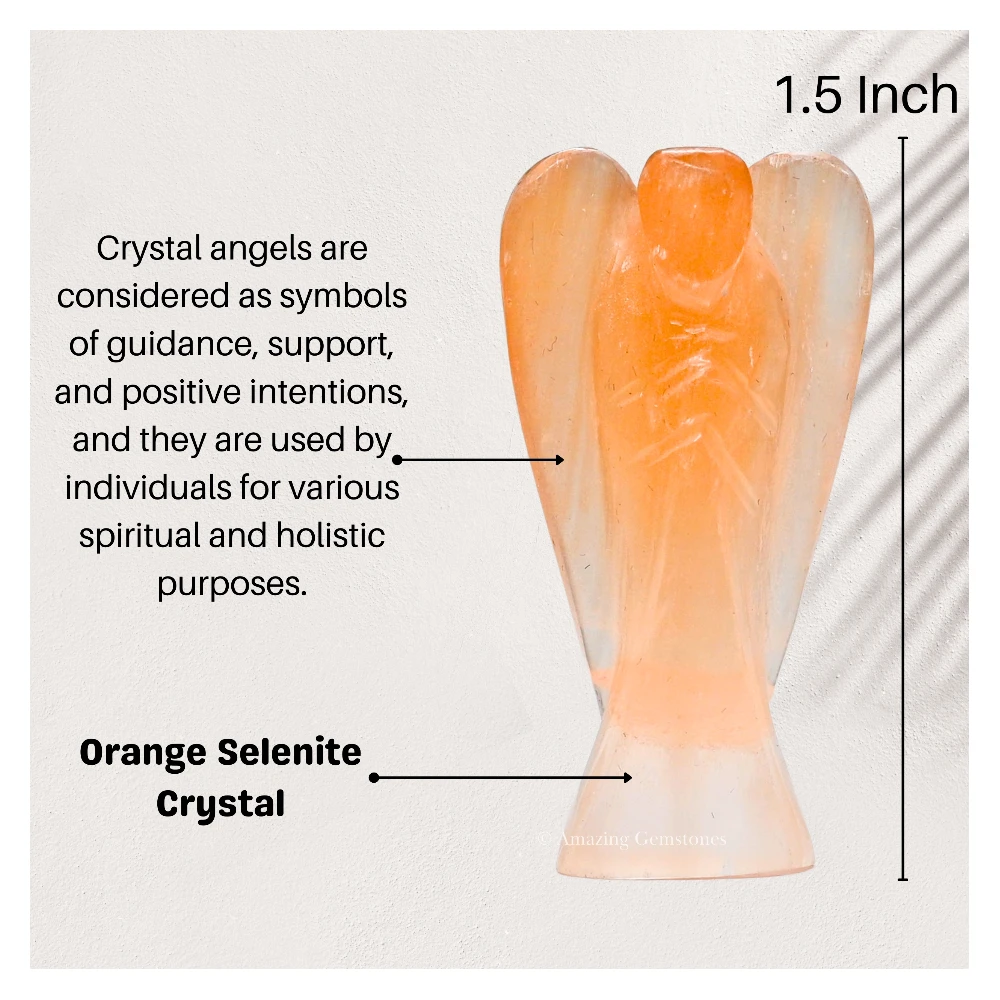 Orange Selenite Angel Figurine (1.5 Inch)