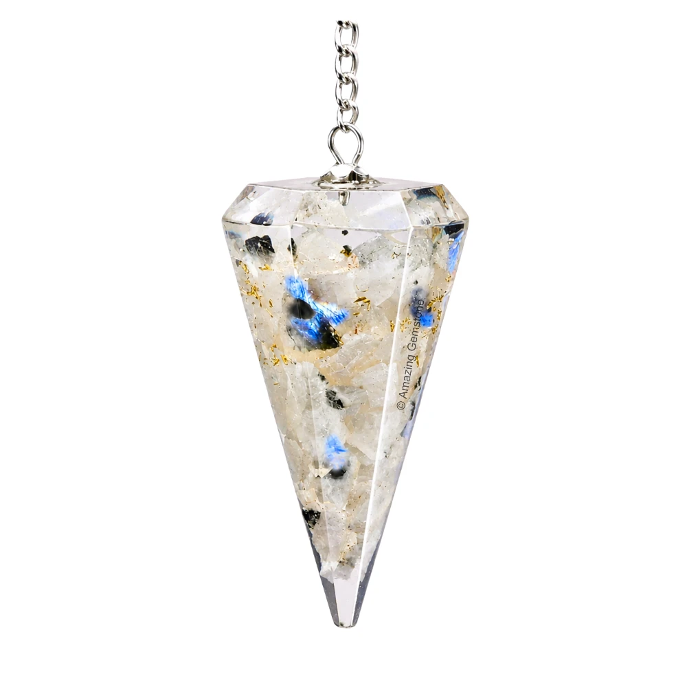 Rainbow Moonstone Orgone Pendulum