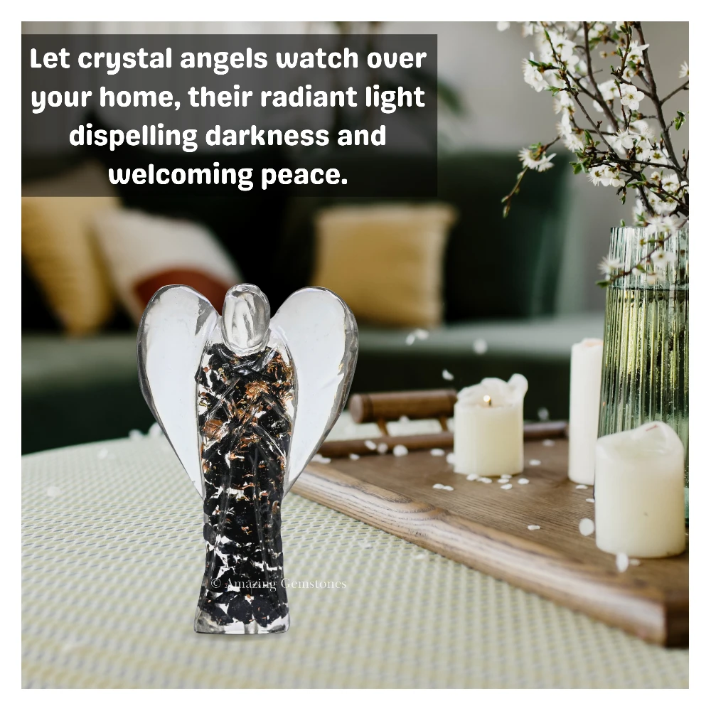 Black Tourmaline Orgone Angel Figurine (2 Inch)