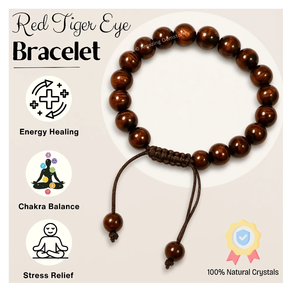 Red Tiger Eye Bracelet (Adjustable)
