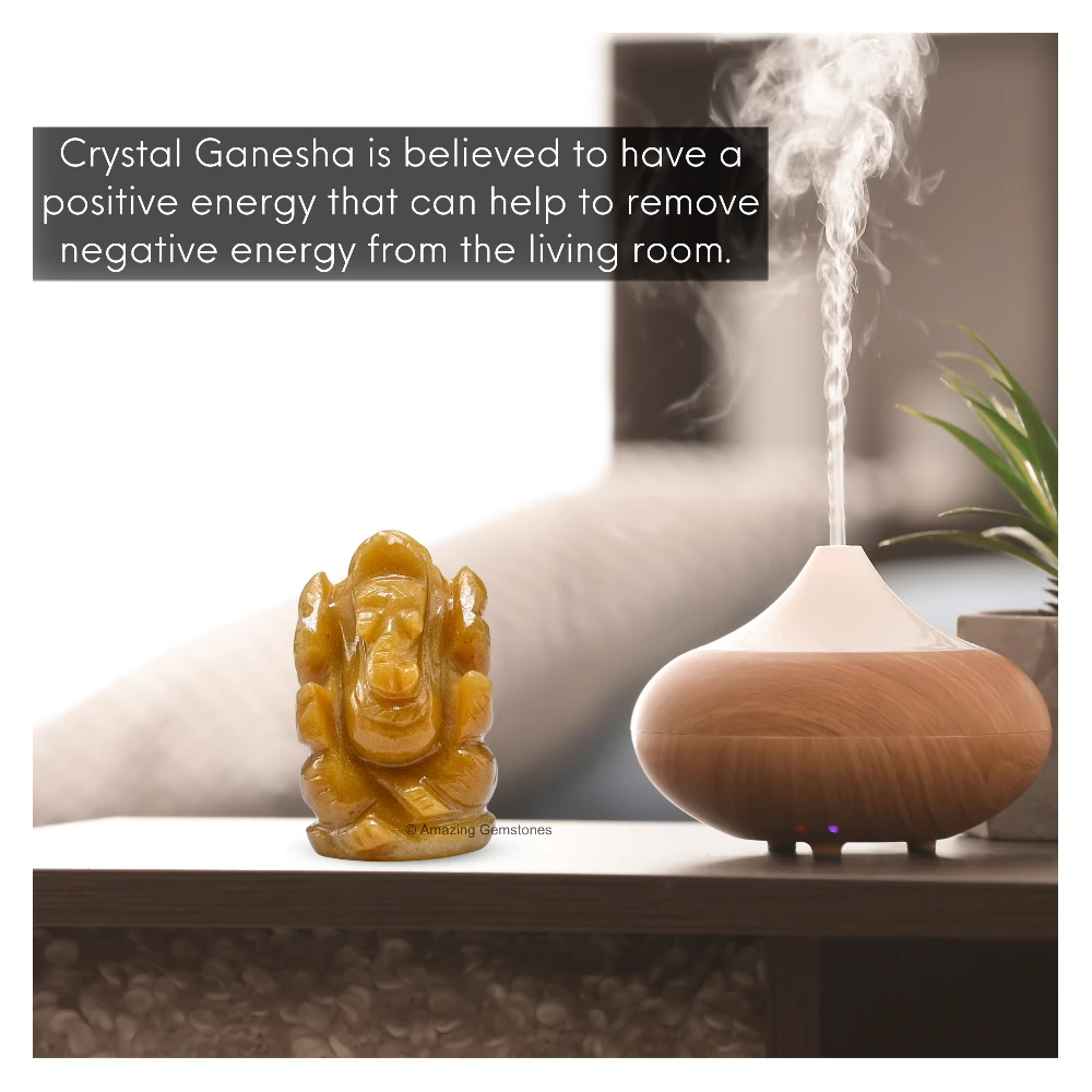 Yellow Jasper Ganesha Crystal Idol