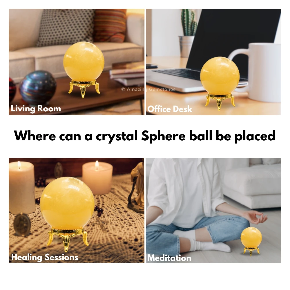 Yellow Calcite Sphere (1.5 Inch)