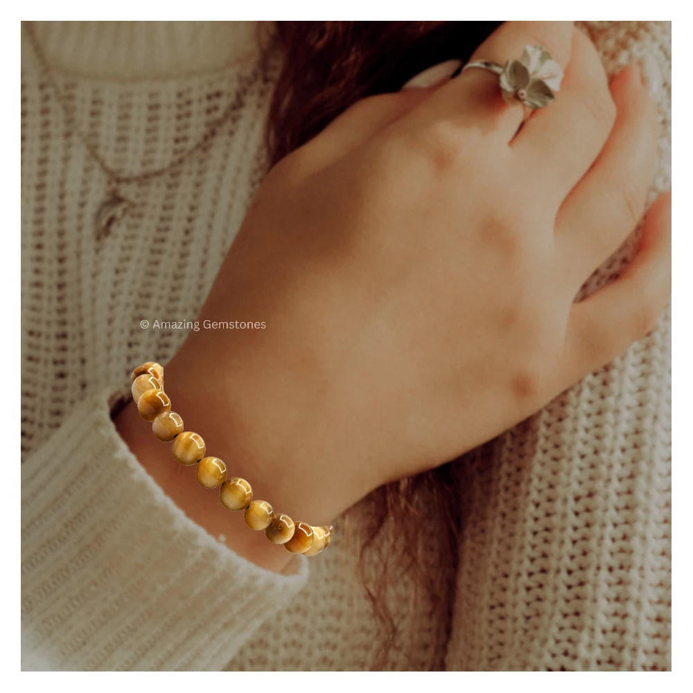 Yellow Cat's Eye Bracelet (Adjustable)