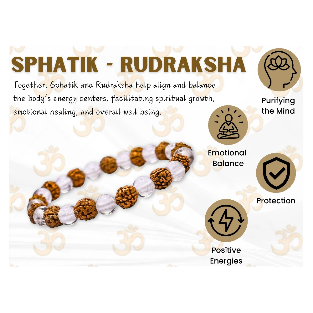 Rudraksha Sphatik Bracelet (Strechable)
