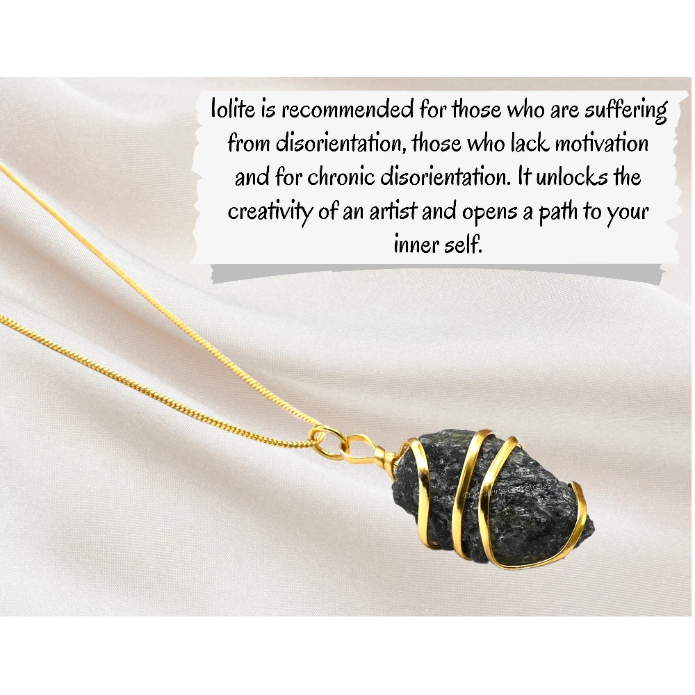 Iolite Necklace - Raw Crystal (Gold)
