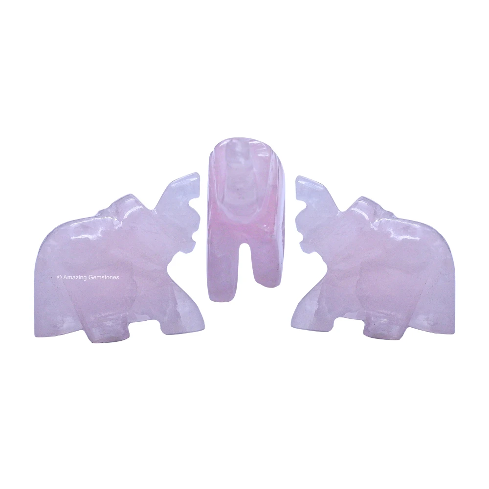 Rose Quartz Mini Elephant Crystal Figurine