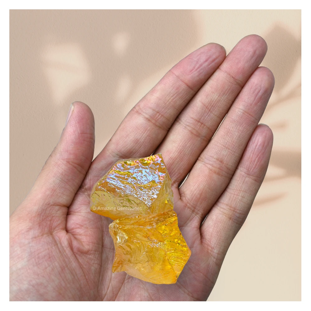 Yellow Aura Quartz Raw Crystals (5 Pieces)